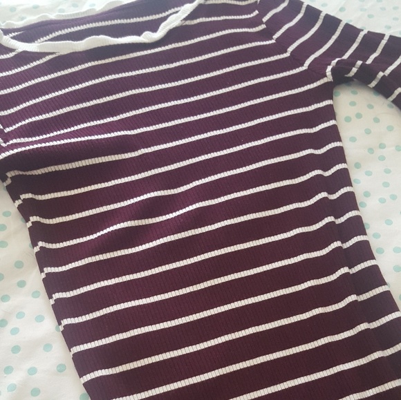 Stripe knit midi dress SZ S maroon white - Picture 2 of 3